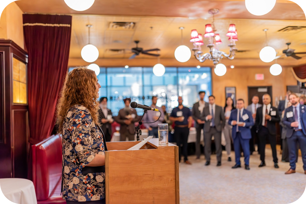 MPC President presenting to group of people