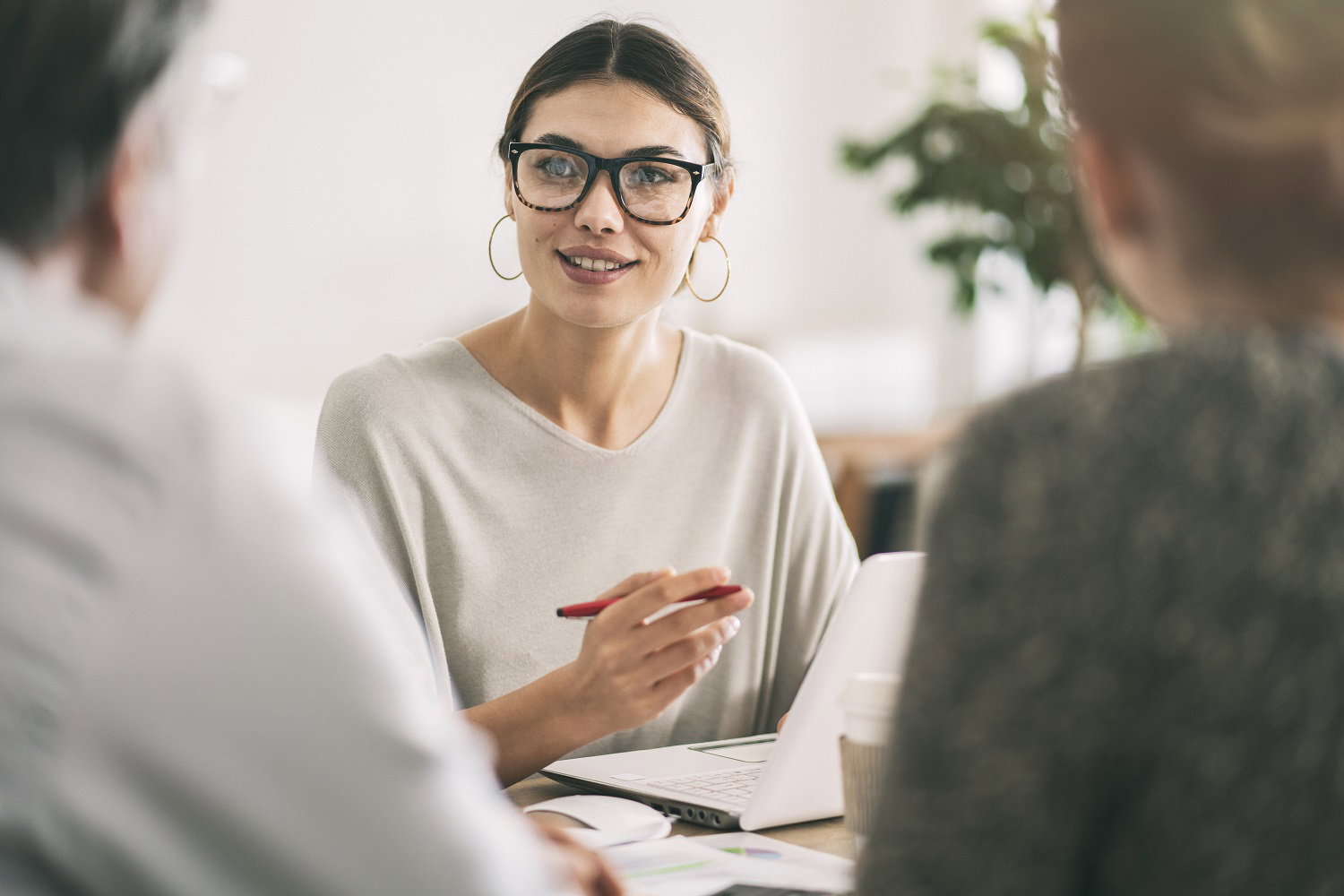 Mortgage agent meeting with clients