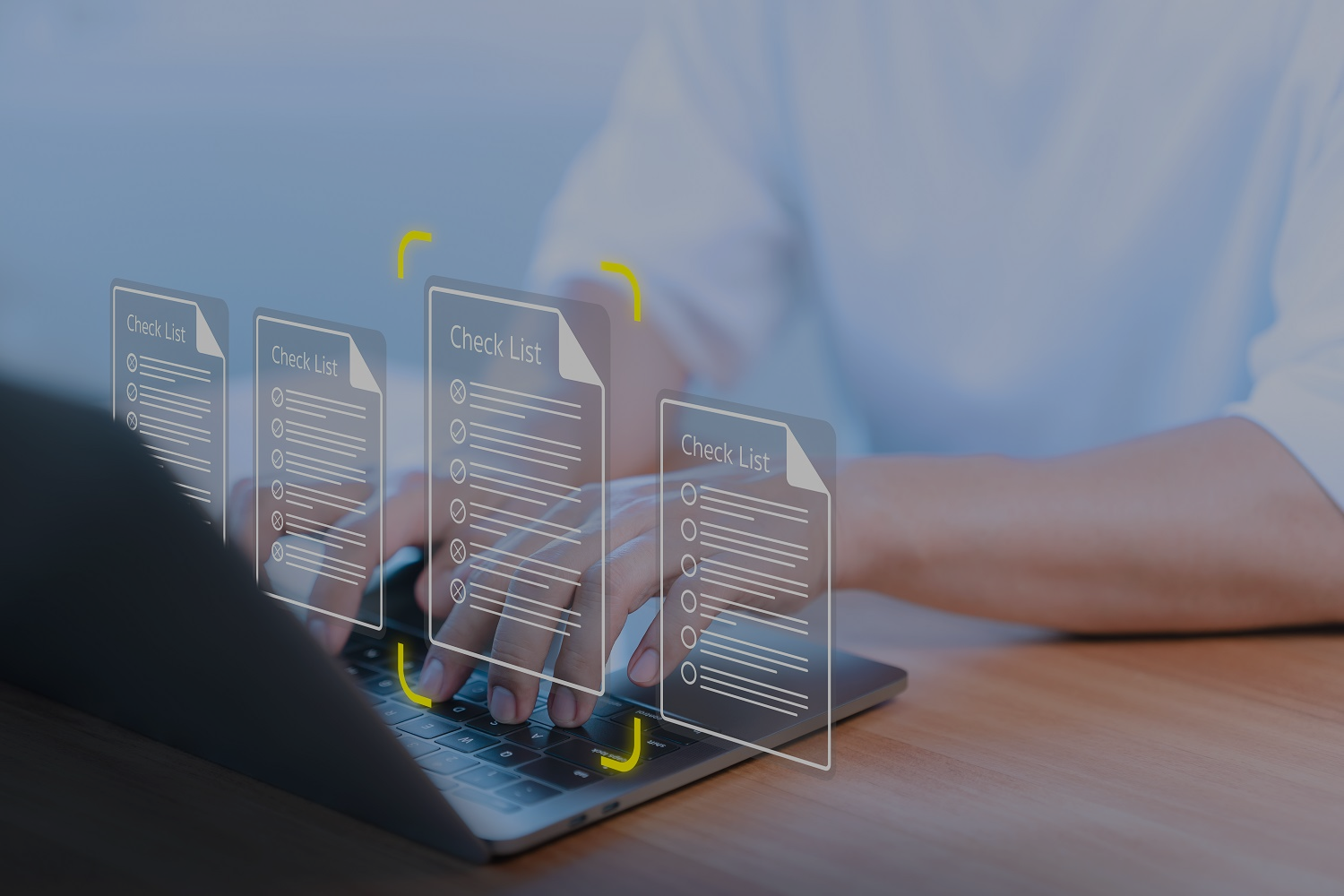 Person typing on laptop